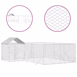 Cuccia Cani da Esterno Tetto Argento 6x6x2,5 m Acciaio Zincatocod mxl 117731 - Vista aggiuntiva 2