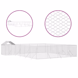 Cuccia Cani da Esterno Tetto Argento 10x8x2,5 m Acciaio Zincatocod mxl 117732 - Vista aggiuntiva 2
