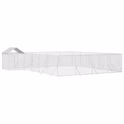 Cuccia Cani da Esterno Tetto Argento 10x8x2,5 m Acciaio Zincatocod mxl 117732 - Vista aggiuntiva 3