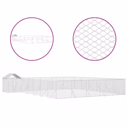 Cuccia Cani da Esterno Tetto Argento 12x12x2,5m Acciaio Zincatocod mxl 93815 - Vista aggiuntiva 2
