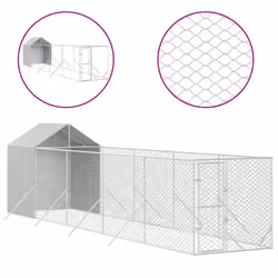 Cuccia Cani da Esterno Tetto Argento 2x10x2,5 m Acciaio Zincatocod mxl 115232 - Vista aggiuntiva 2