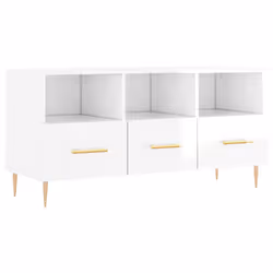 vidaXL Mobile Porta TV Bianco Lucido 102x36x50 cm in Legno Multistrato - Vista aggiuntiva 2