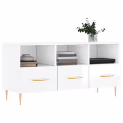vidaXL Mobile Porta TV Bianco Lucido 102x36x50 cm in Legno Multistrato - Vista aggiuntiva 3