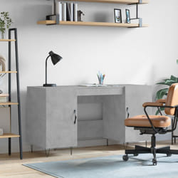 Scrivania da Studio, Tavolo Porta pc per Computer Grigio Cemento 140x50x75 cm in Legno Multistrato Vidaxl