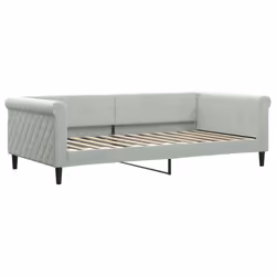 vidaXL Letto da Giorno Grigio Chiaro 100x200 cm in Velluto - Vista aggiuntiva 2