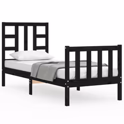 Giroletto con Testiera Nero Small Single in Legno Massellocod mxl 104985 - Vista aggiuntiva 2