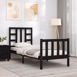 Giroletto con Testiera Nero Small Single in Legno Massellocod mxl 104985 - Vista aggiuntiva 3