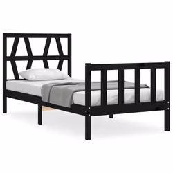 Giroletto con Testiera Nero Small Single in Legno Massellocod mxl 128964 - Vista aggiuntiva 2