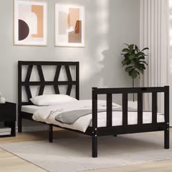 Giroletto con Testiera Nero Small Single in Legno Massellocod mxl 128964 - Vista aggiuntiva 3