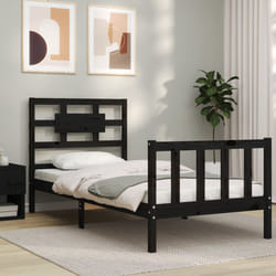 Giroletto con Testiera Nero Small Single in Legno Massellocod mxl 104988