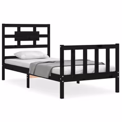 Giroletto con Testiera Nero Small Single in Legno Massellocod mxl 104988 - Vista aggiuntiva 2