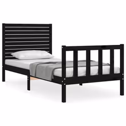 Giroletto con Testiera Nero Small Single in Legno Massellocod mxl 104991 - Vista aggiuntiva 2