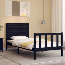 Giroletto con Testiera Nero Small Single in Legno Massellocod mxl 104991 - Vista aggiuntiva 3