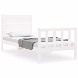 Giroletto con Testiera Bianco Single in Legno Massellocod mxl 105142 - Vista aggiuntiva 2