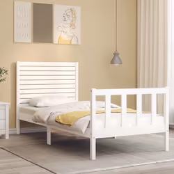 Giroletto con Testiera Bianco Single in Legno Massellocod mxl 105142 - Vista aggiuntiva 3
