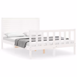 vidaXL Letto senza Materasso Bianco 140x190 cm Legno Massello di Pino - Vista aggiuntiva 2