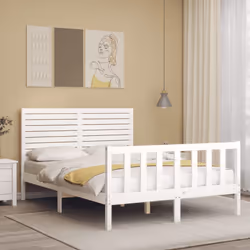vidaXL Letto senza Materasso Bianco 140x190 cm Legno Massello di Pino - Vista aggiuntiva 3