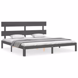 Giroletto con Testiera Grigio 200x200 cm in Legno Massellocod mxl 100953 - Vista aggiuntiva 2