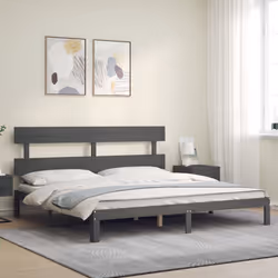 Giroletto con Testiera Grigio 200x200 cm in Legno Massellocod mxl 100953 - Vista aggiuntiva 3