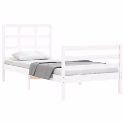Giroletto con Testiera Bianco Single in Legno Massellocod mxl 81209 - Vista aggiuntiva 3