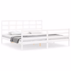 Giroletto con Testiera Bianco 200x200 cm in Legno Massellocod mxl 69802 - Vista aggiuntiva 2