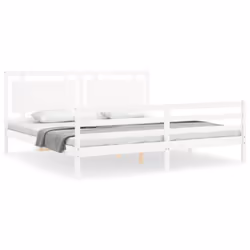 Giroletto con Testiera Bianco 200x200 cm in Legno Massellocod mxl 77007 - Vista aggiuntiva 2
