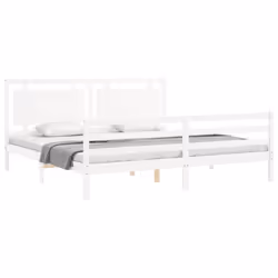 Giroletto con Testiera Bianco 200x200 cm in Legno Massellocod mxl 77007 - Vista aggiuntiva 3