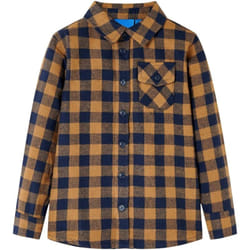 Camicia a Quadri da Bambino Cognac e Blu 92 Vidaxl 71518