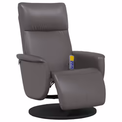 Poltrona Reclinabile Massaggiante Poggiapiedi Grigia Similpellecod mxl 131768 - Vista aggiuntiva 2