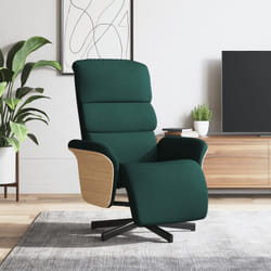 vidaXL Poltrona Reclinabile con Poggiapiedi Verde Scuro in Tessuto