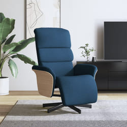 vidaXL Poltrona Reclinabile con Poggiapiedi Blu in Tessuto