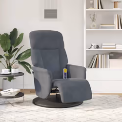 Poltrona Reclinante Massaggio Poggiapiedi Grigio Scuro Vellutocod mxl 109540 - Vista aggiuntiva 3