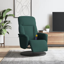 vidaXL Poltrona Reclinante Massaggio Poggiapiedi Verde Scuro Velluto