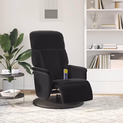 Poltrona Massaggiante Reclinabile con Poggiapiedi Nera Vellutocod mxl 86731 - Vista aggiuntiva 3