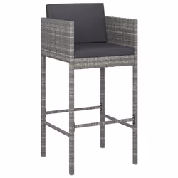 Set Bar da Giardino 9 pz con Cuscini in Polyrattan Grigiocod mxl 125166 - Vista aggiuntiva 3
