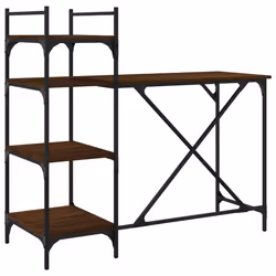 vidaXL Scrivania per Computer con Scaffali Rovere Marrone 120x47x109cm - Vista aggiuntiva 2