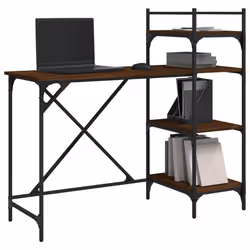 vidaXL Scrivania per Computer con Scaffali Rovere Marrone 120x47x109cm - Vista aggiuntiva 3