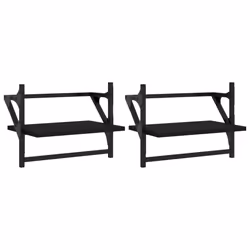 vidaXL Mensole da Parete con Aste 2 pz Nere 40x25x30 cm - Vista aggiuntiva 2