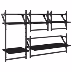 Set Mensole da Parete con Aste 4pz Nero in Legno Multistratocod mxl 131634 - Vista aggiuntiva 2