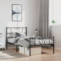 vidaXL Giroletto con Testiera e Pediera Metallo Nero 100x190 cm