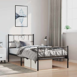 Giroletto con Testiera e Pediera Metallo Nero 100x200 cmcod mxl 78804
