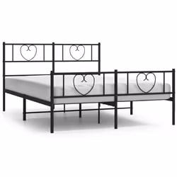 vidaXL Giroletto senza Materaso con Pediera in Metallo Nero 160x200 cm - Vista aggiuntiva 2