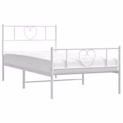 vidaXL Giroletto con Testiera e Pediera Metallo Bianco 75x190 cm - Vista aggiuntiva 3