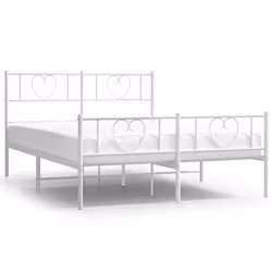 vidaXL Giroletto con Testiera e Pediera Metallo Bianco 135x190 cm - Vista aggiuntiva 2