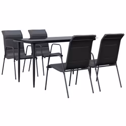 vidaXL Set da Pranzo da Giardino 5 pz Nero in Acciaio e Textilene - Vista aggiuntiva 2