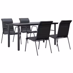Set da Pranzo da Giardino 5 pz Nero in Acciaio e Textilenecod mxl 101097 - Vista aggiuntiva 2