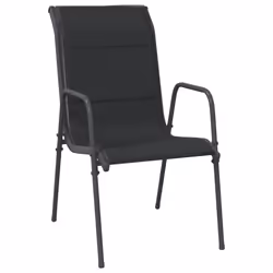 Set da Pranzo da Giardino 7 pz Nero in Acciaio e Textilenecod mxl 77099 - Vista aggiuntiva 3
