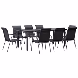 Set da Pranzo da Giardino 9 pz Nero in Acciaio e Textilenecod mxl 77292 - Vista aggiuntiva 2