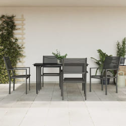 5 pz Set da Pranzo da Giardino, Set tavolo e sedie da giardino Nero in Acciaio e Textilene Vidaxl