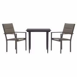 Set da Pranzo da Giardino 3 pz Nero in Acciaio e Textilenecod mxl 77293 - Vista aggiuntiva 2